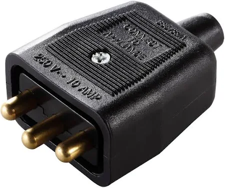 10A 3 Pin Lead Connector - Black 