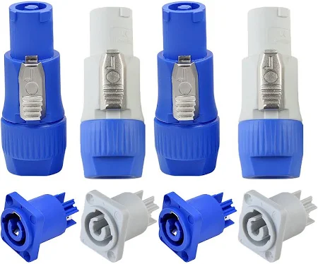 2 Set Powercon Connector IN and Out, Nac3fca Powercon Power Connector Plug, Powercon Socket Powercon Female Jack Ac Connector to Male Powercon