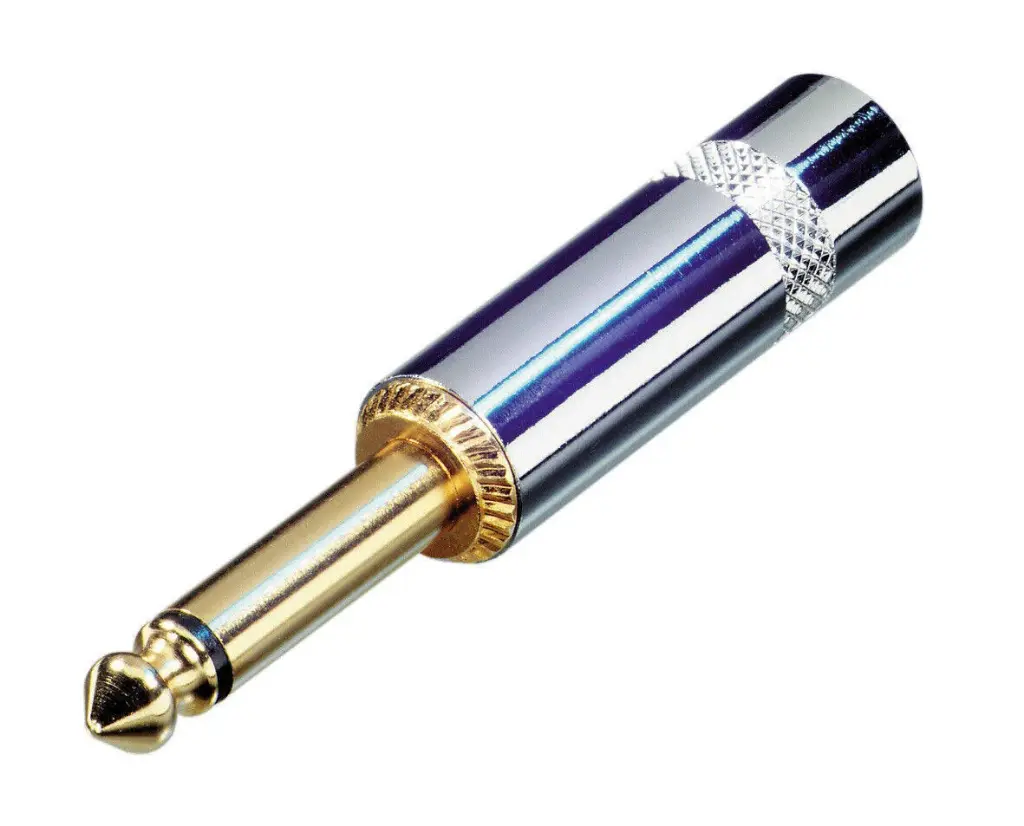 NYS224G 6.35 mm Mono Metal Jack Plug with Large Diameter Cable Entry And Gold Contacts